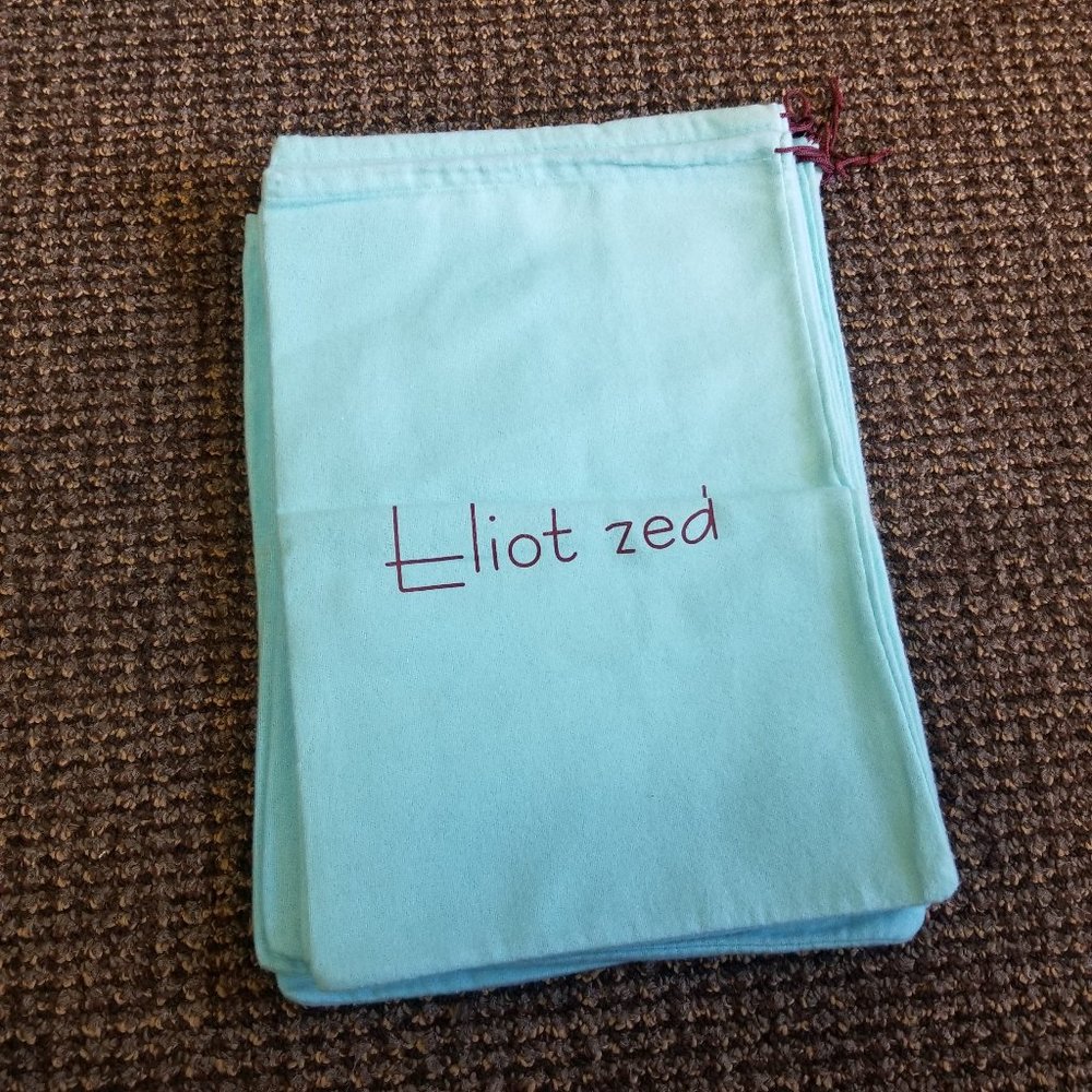 Sky Blue Eliot Zed Shoes Drawstring Flannel Wallet Clutch Purse Storage Dust Bag